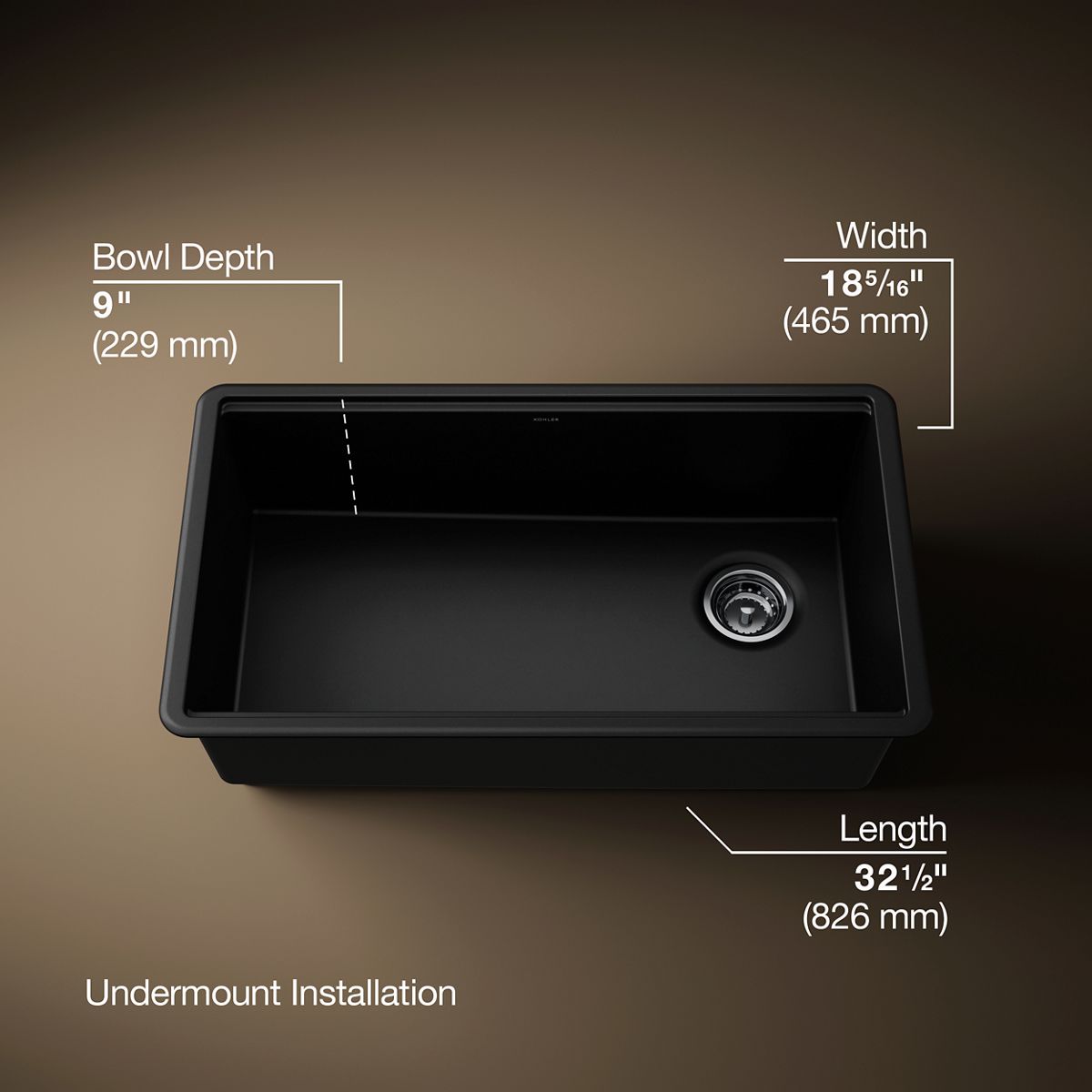3/4 view of product with dimensions