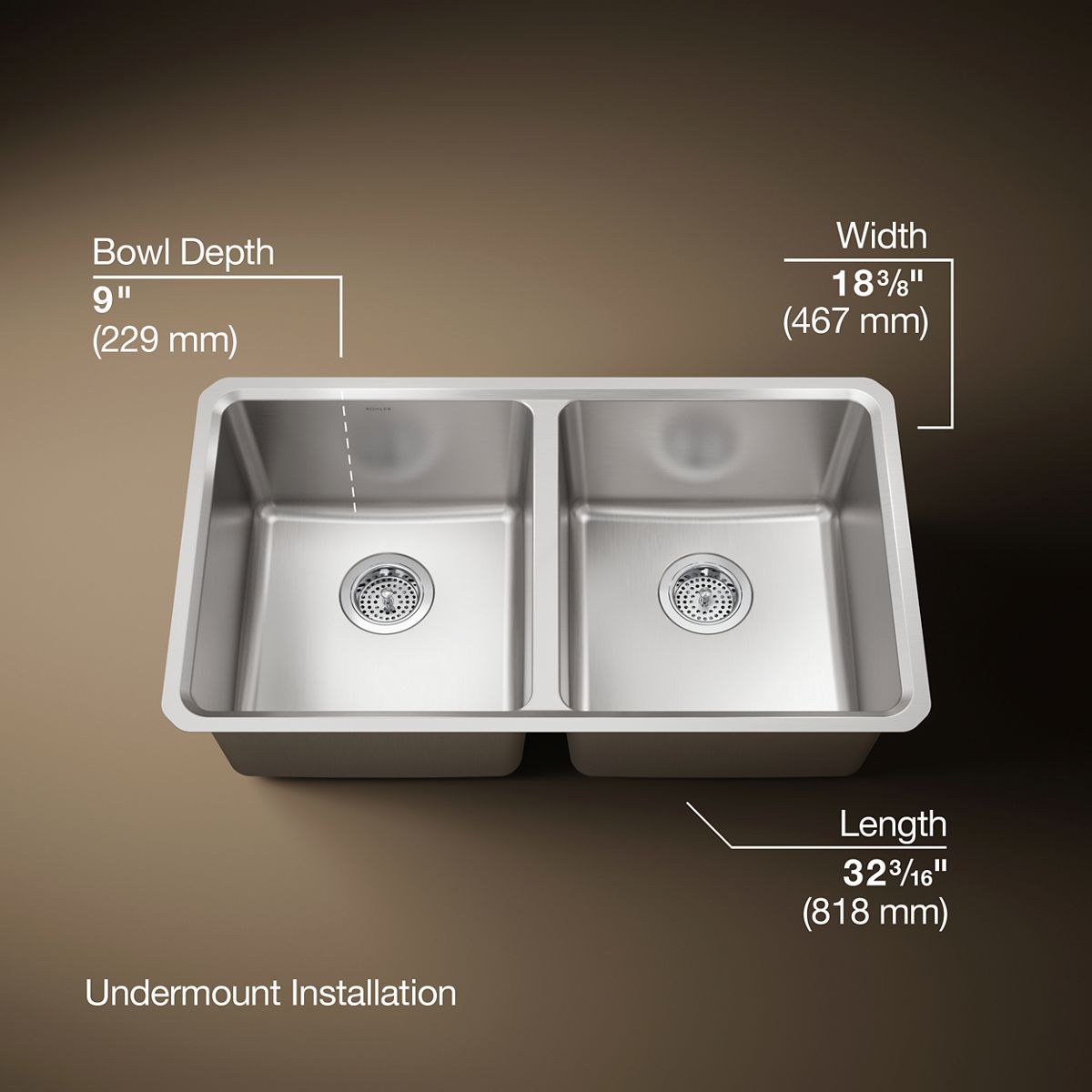 3/4 view of product with dimensions