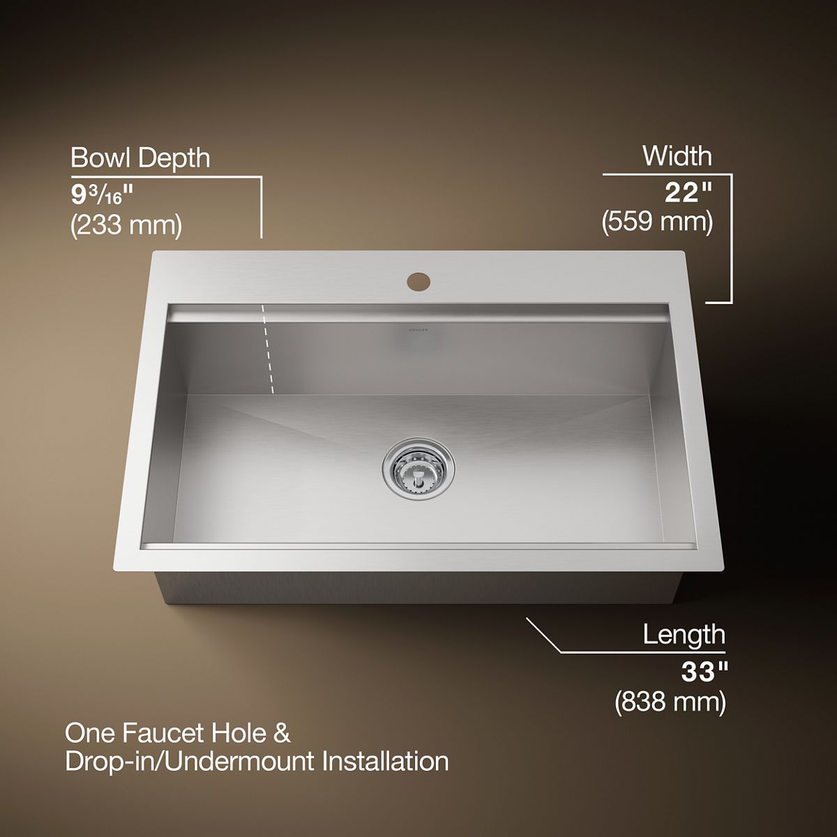 3/4 view of product with dimensions