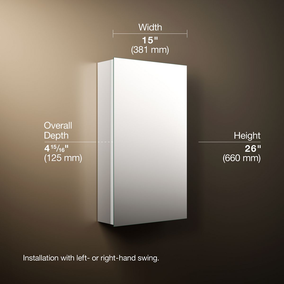 3/4 view of product with dimensions