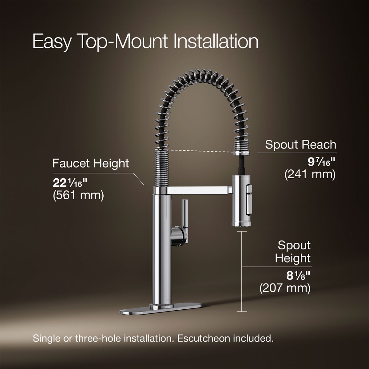 3/4 view of product with dimensions