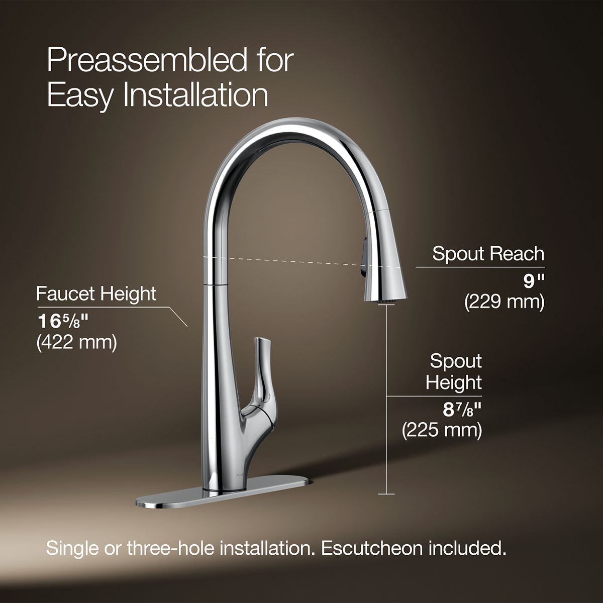 3/4 view of product with dimensions