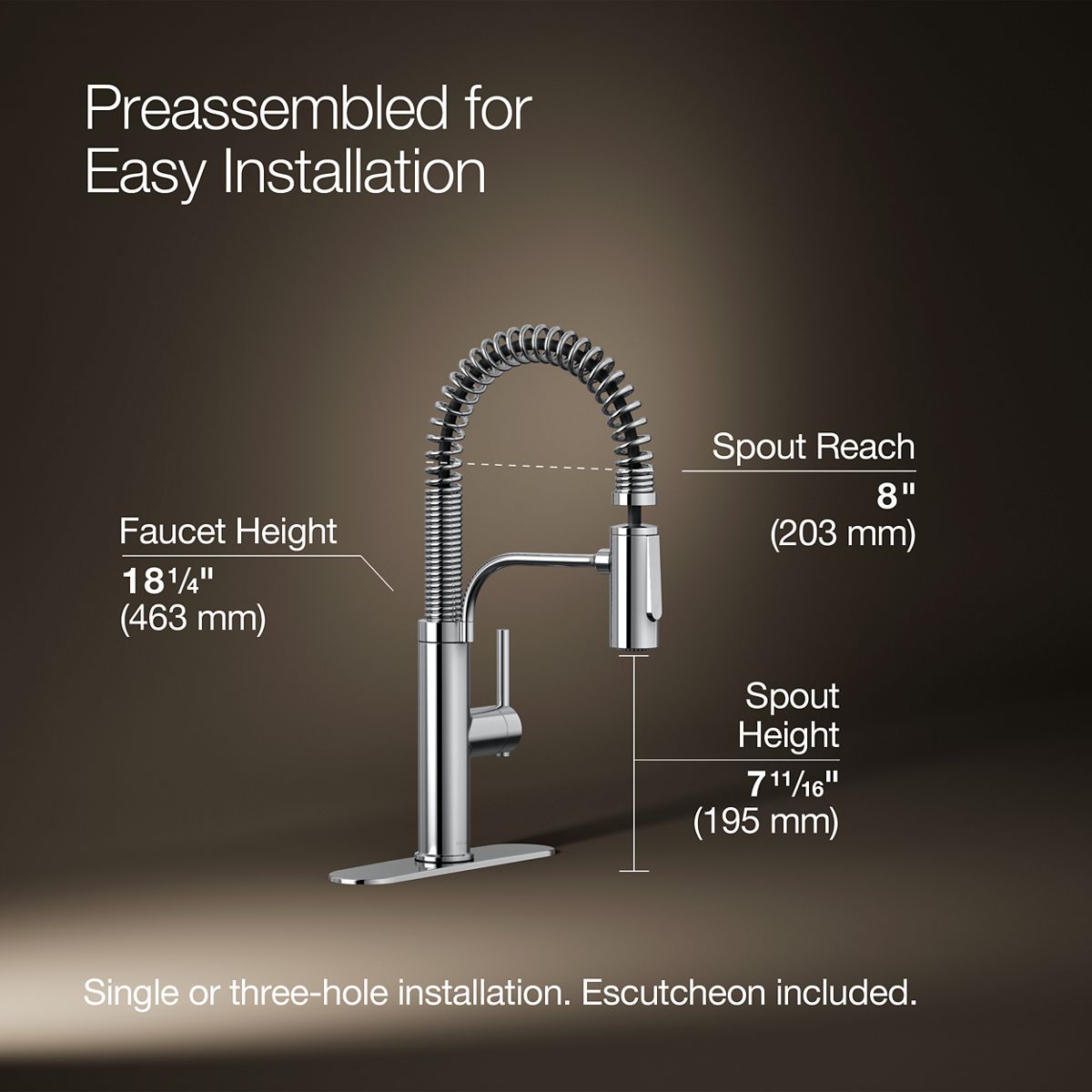 3/4 view of product with dimensions