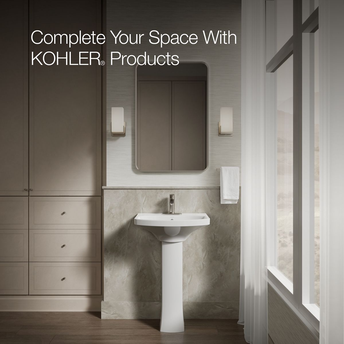 Up to 2 walls & multiple product categories visible, 1-point perspective
