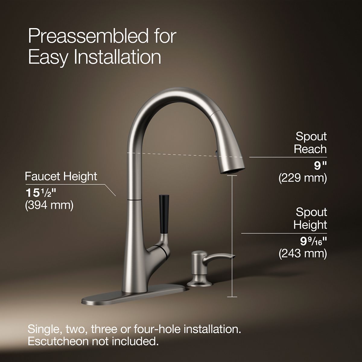 3/4 view of product with dimensions