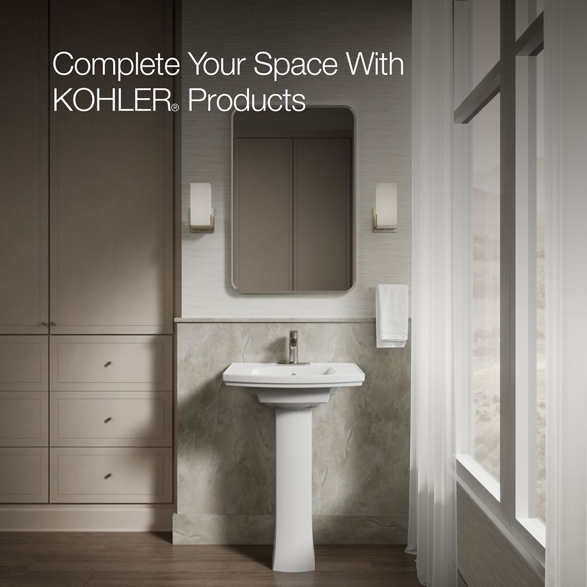 Up to 2 walls & multiple product categories visible, 1-point perspective