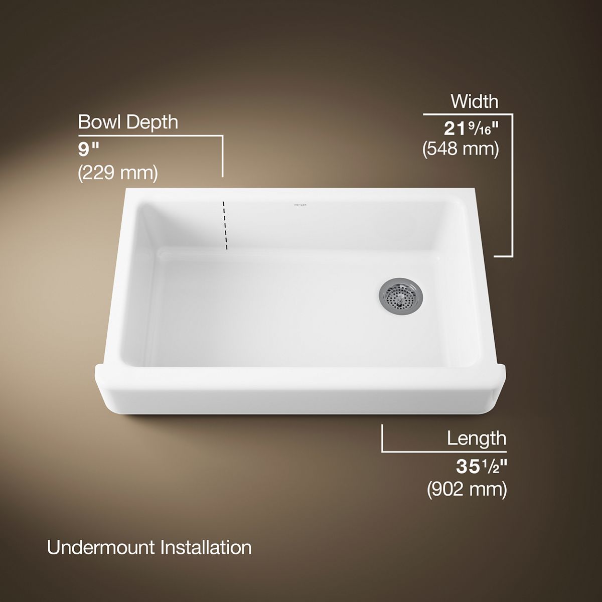 3/4 view of product with dimensions