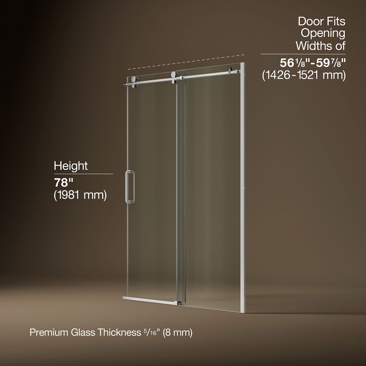3/4 view of product with dimensions