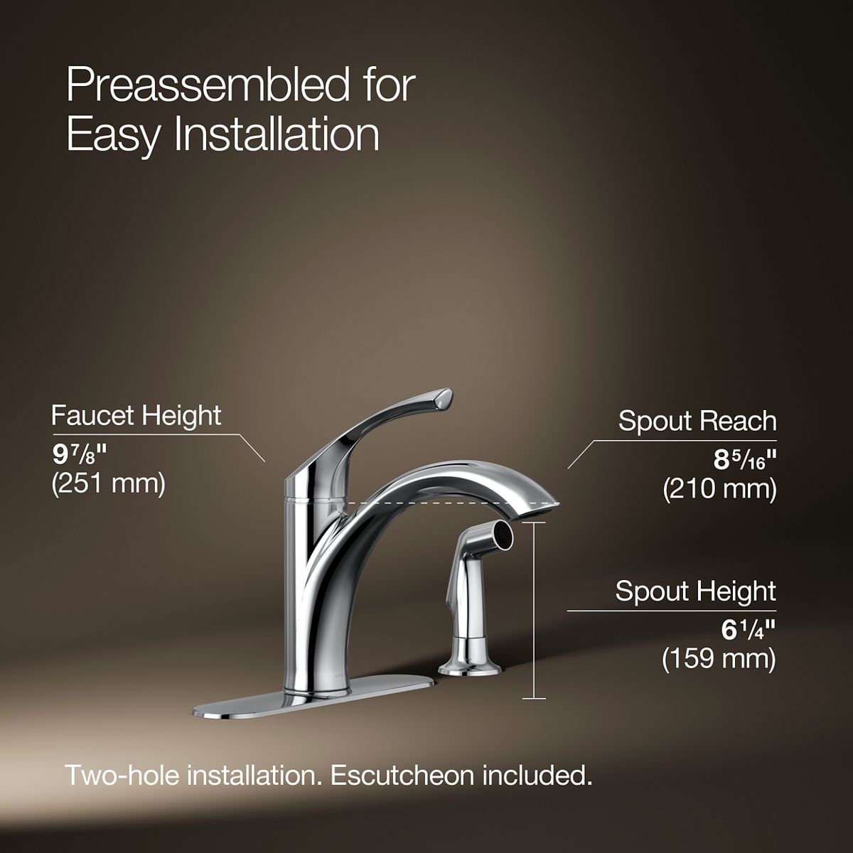 3/4 view of product with dimensions