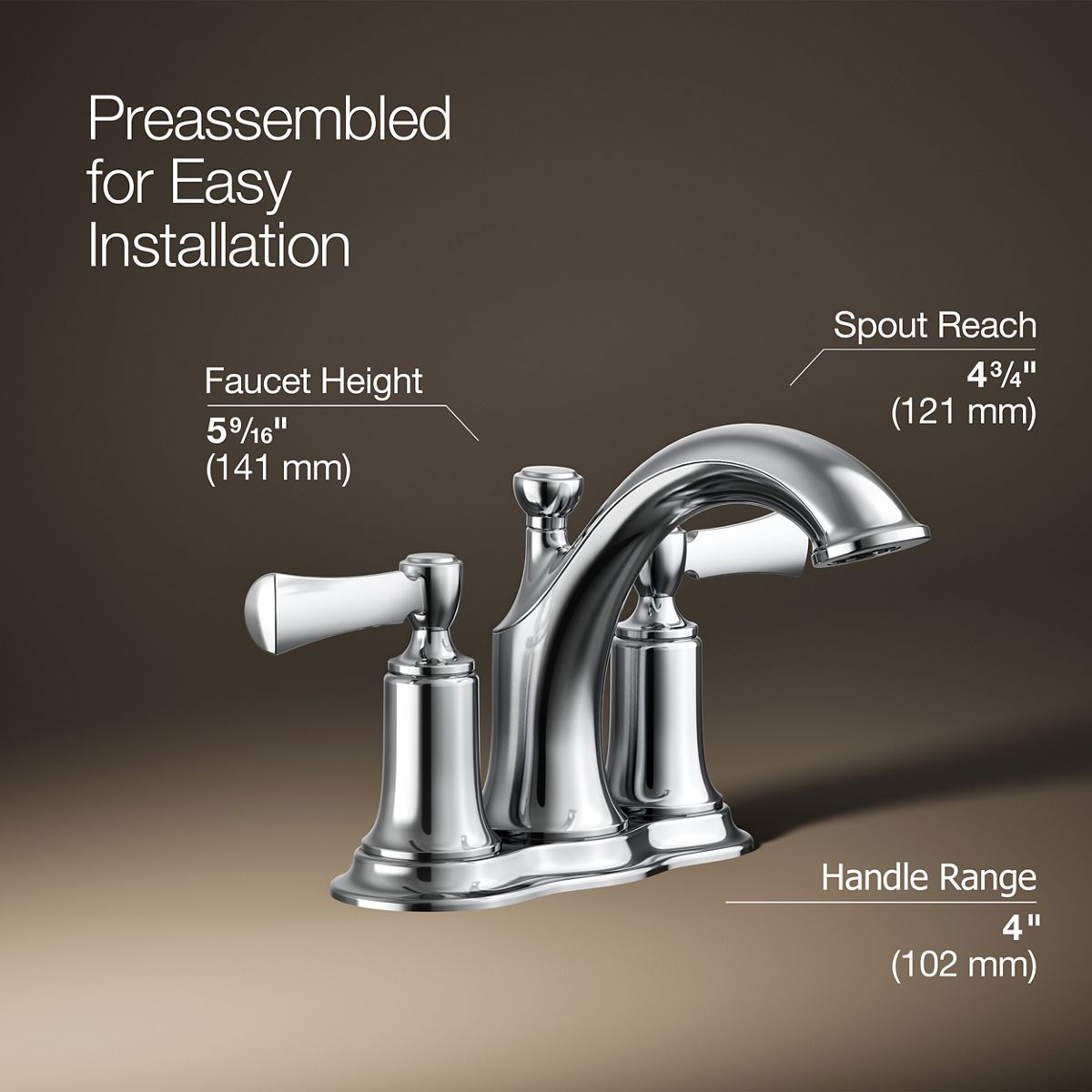 3/4 view of product with dimensions