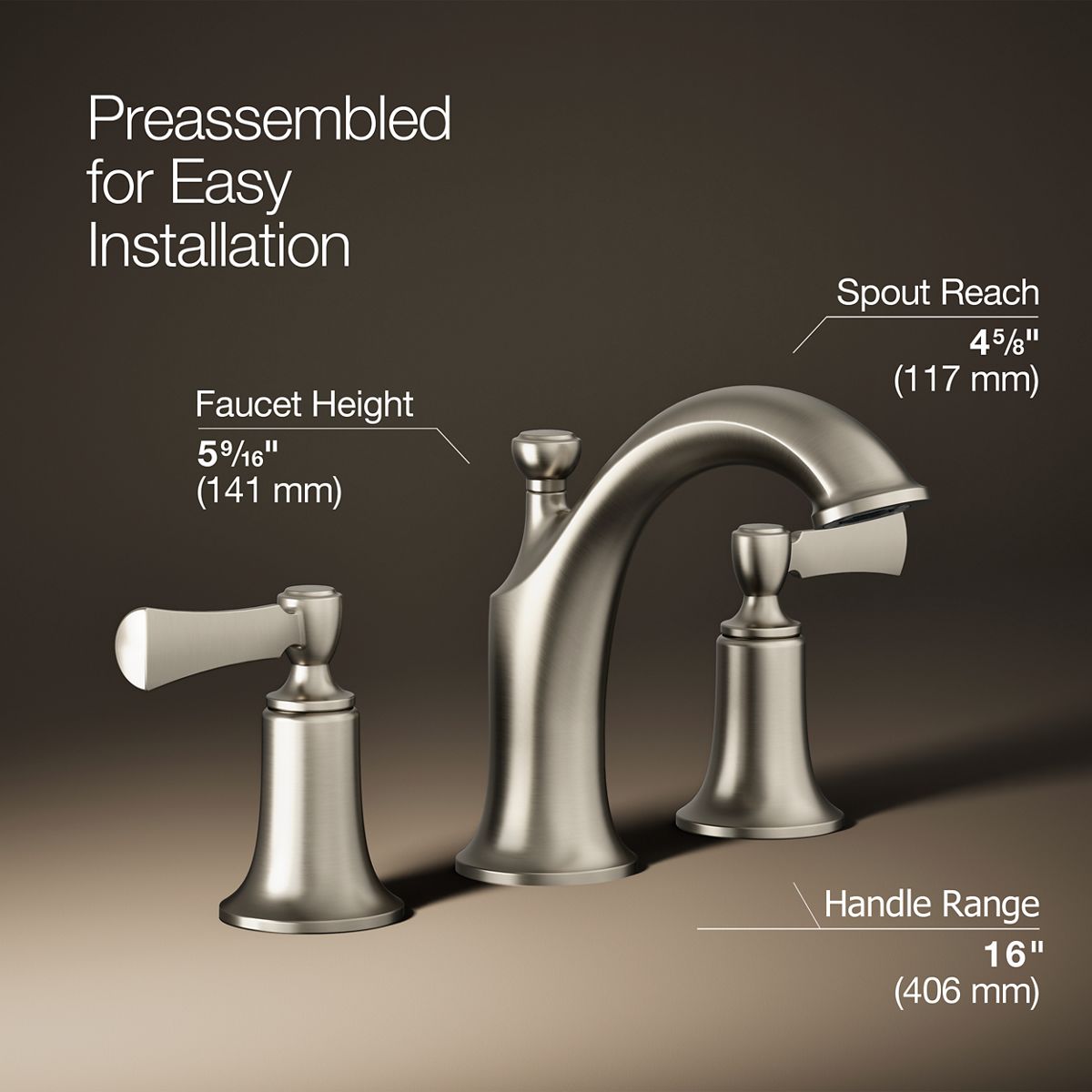 KOHLER | K-R72781-4D1 | Elliston widespread bathroom sink faucet