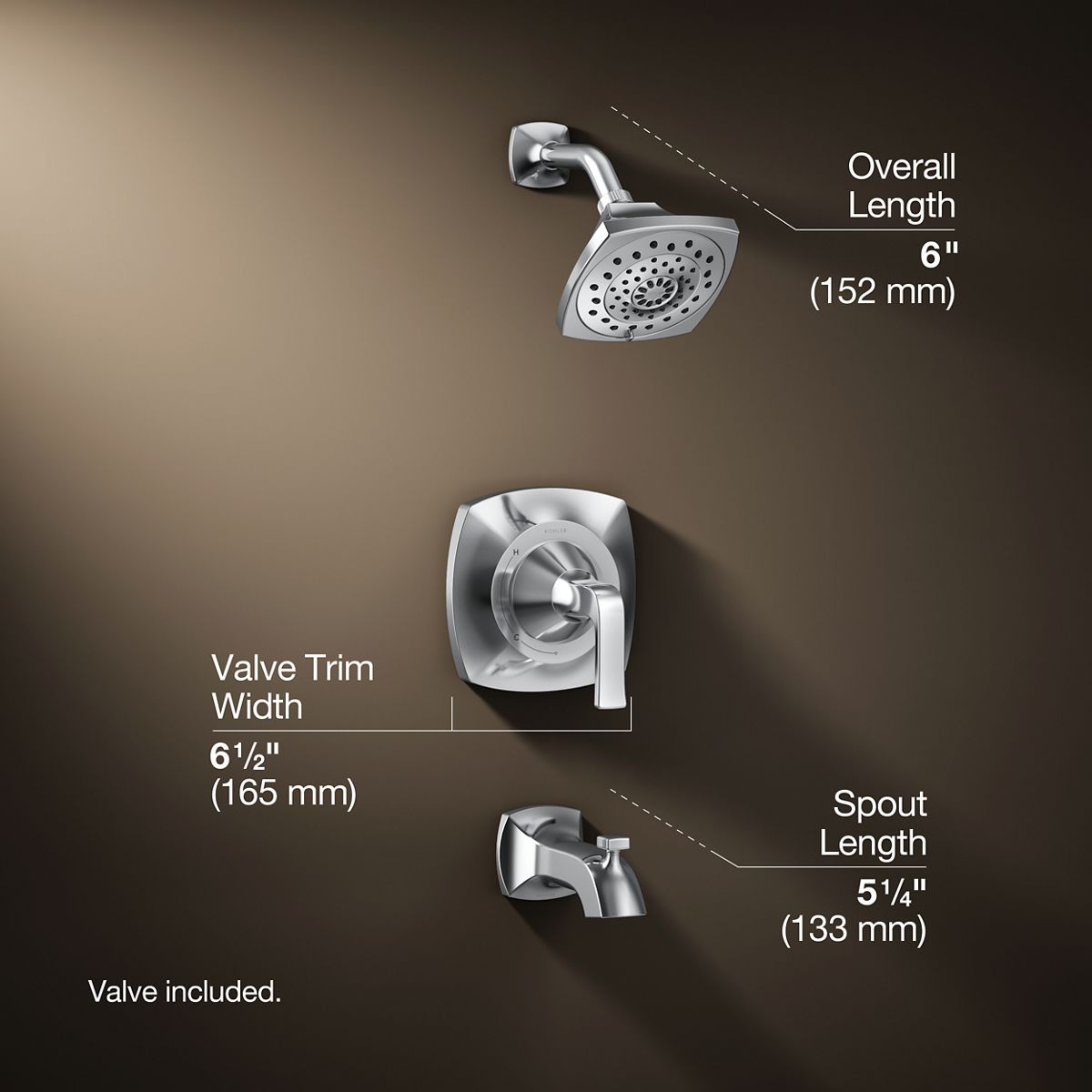 3/4 view of product with dimensions