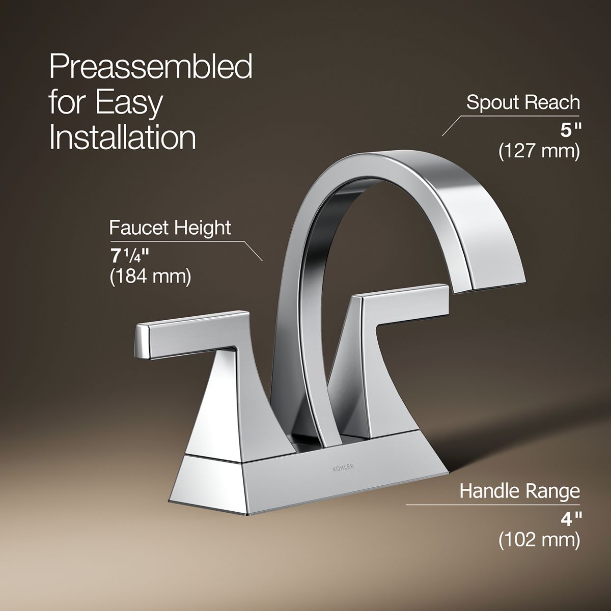 3/4 view of product with dimensions