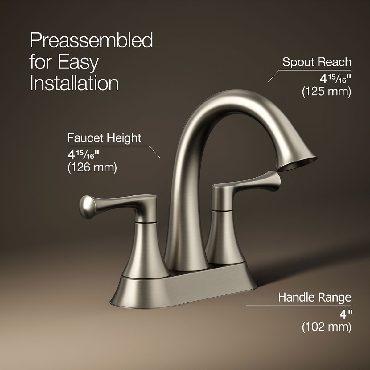 KOHLER | K-R78046-4D | Lilyfield Centerset Bathroom Sink Faucet