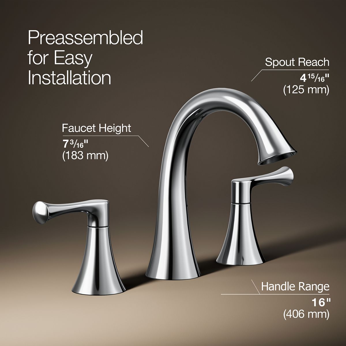KOHLER | K-R78047-4D | Lilyfield Widespread Bathroom Sink Faucet