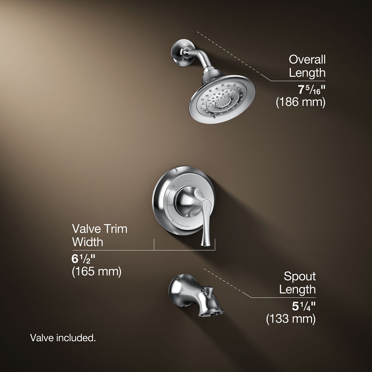 3/4 view of product with dimensions