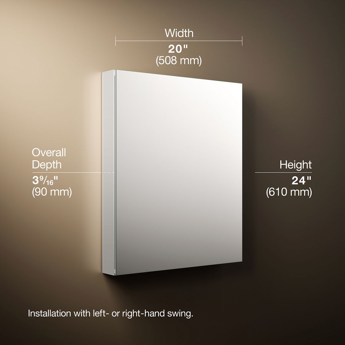 3/4 view of product with dimensions