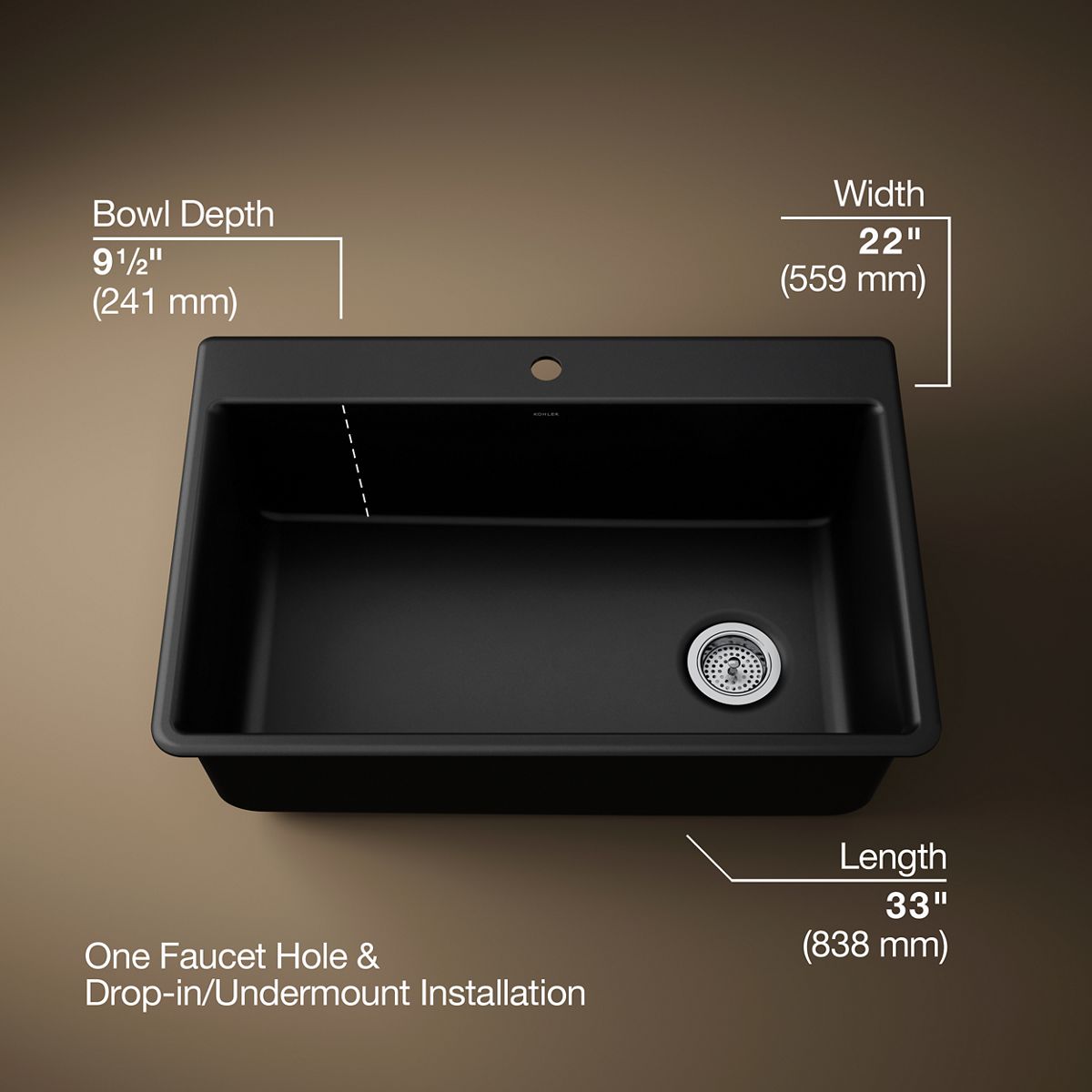 3/4 view of product with dimensions
