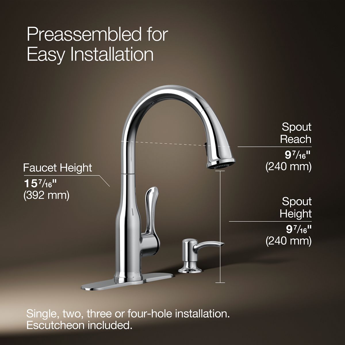 3/4 view of product with dimensions