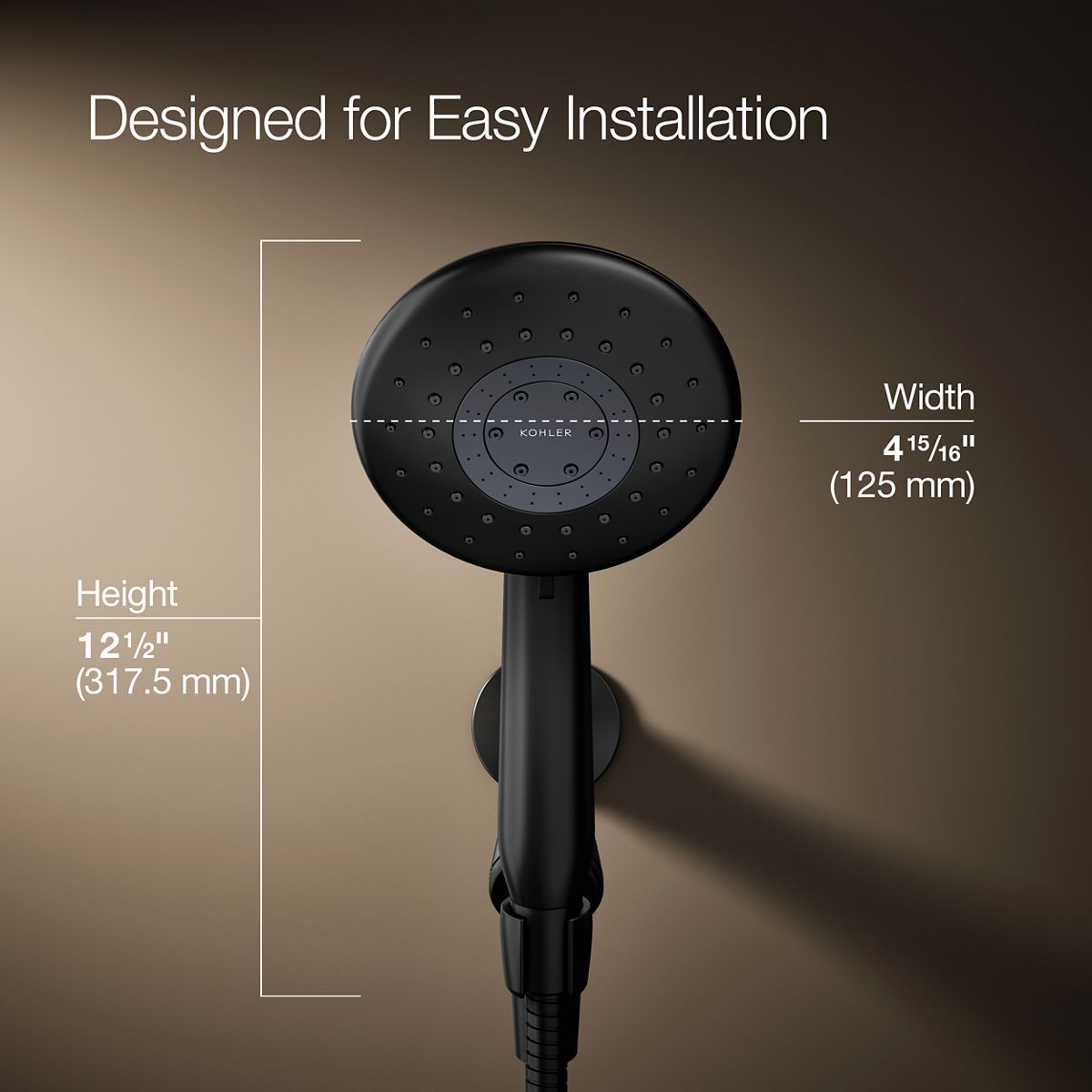 3/4 view of product with dimensions