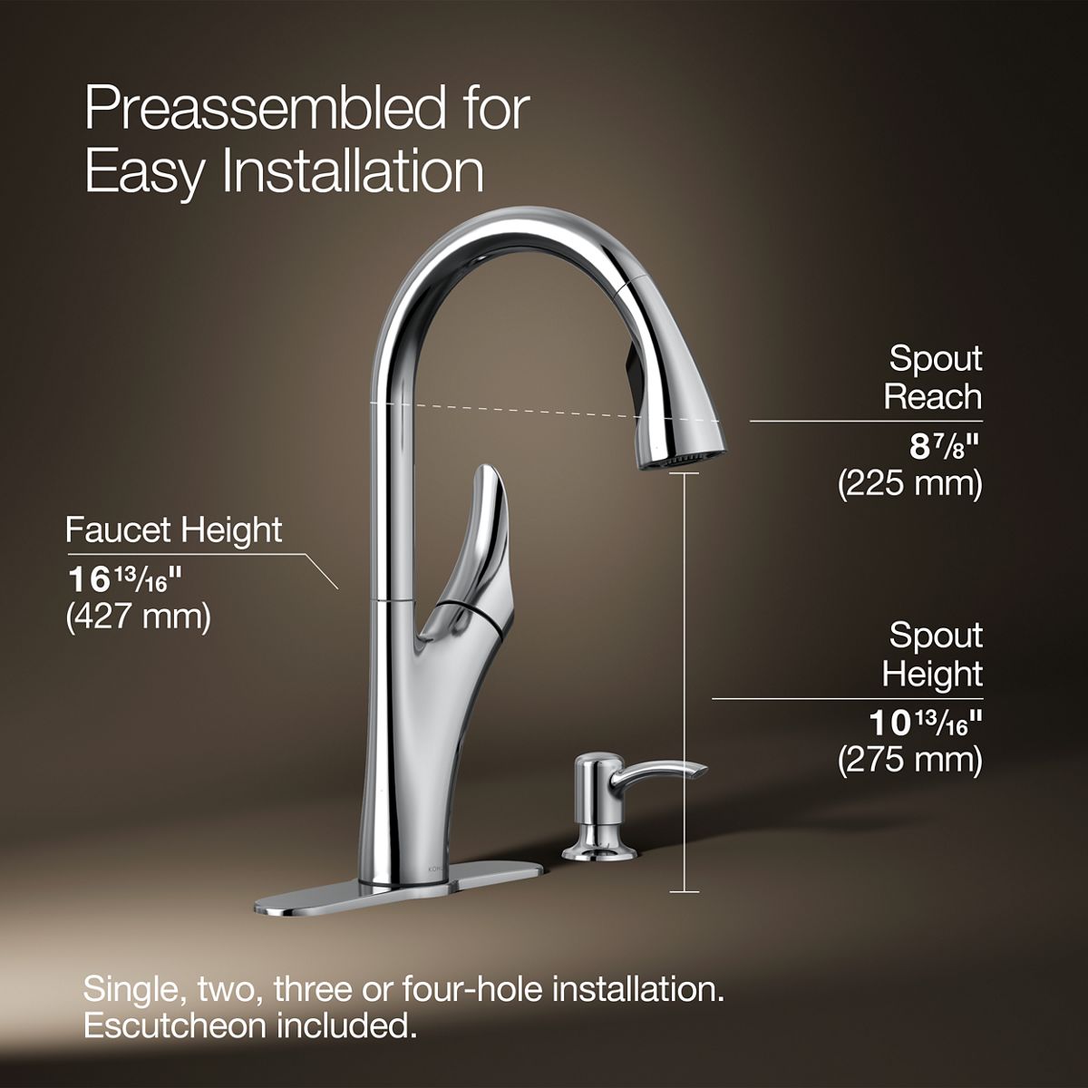 3/4 view of product with dimensions