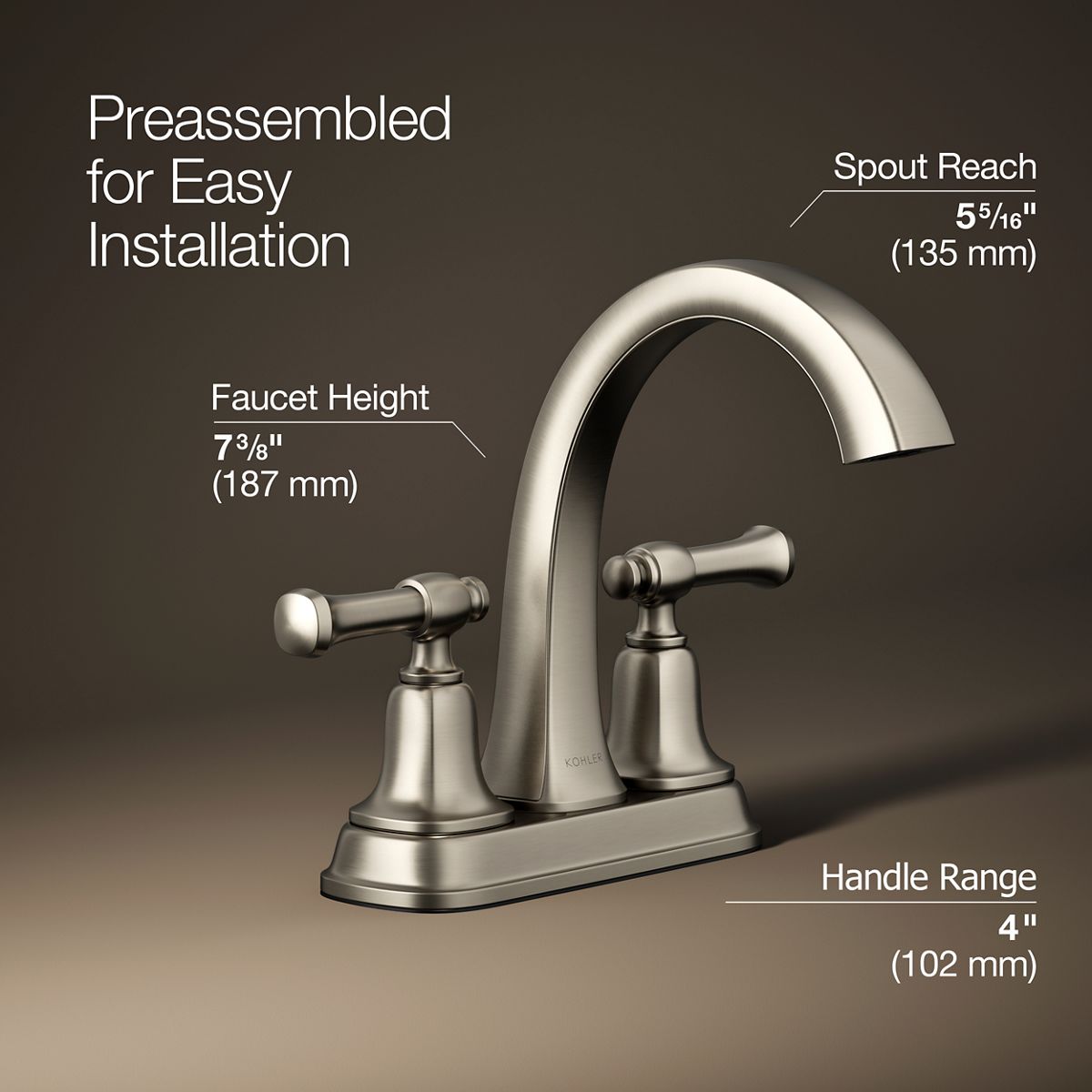 3/4 view of product with dimensions