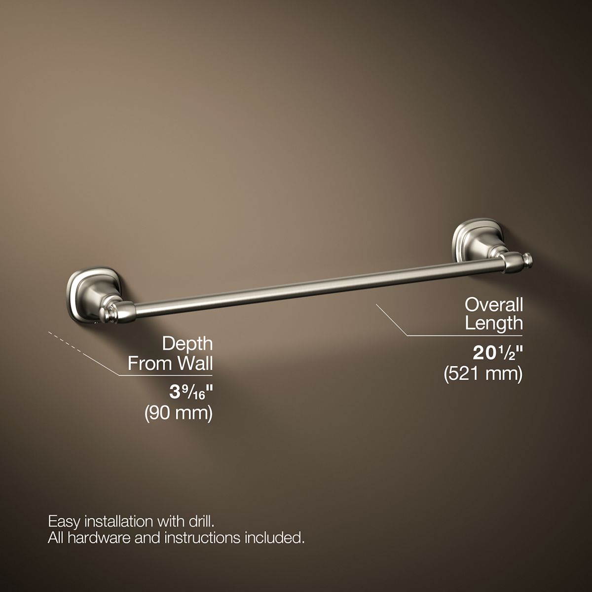 3/4 view of product with dimensions