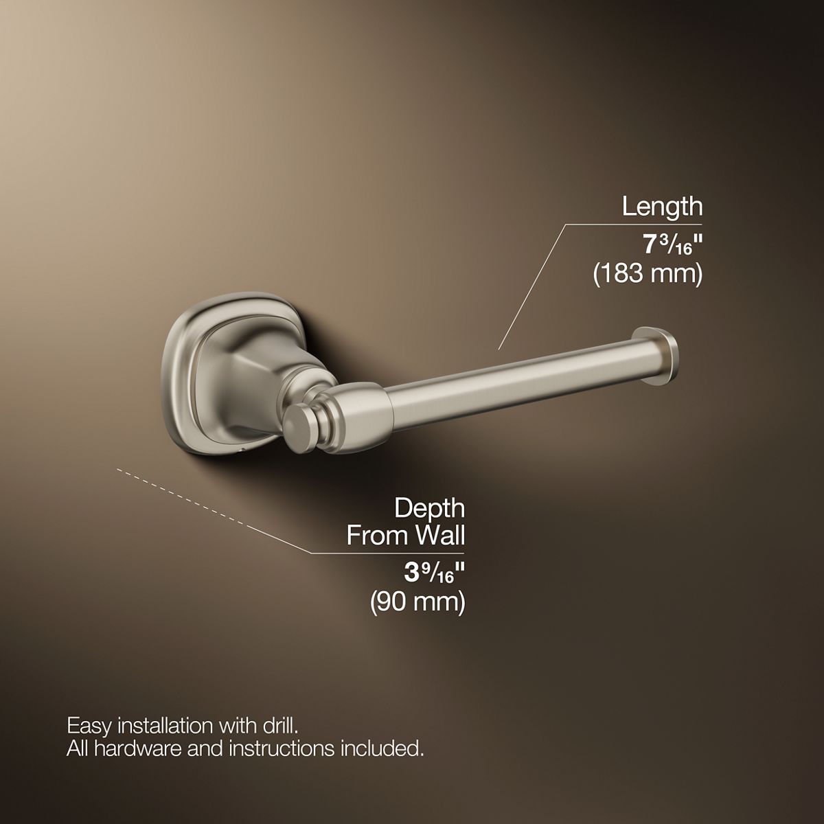 3/4 view of product with dimensions