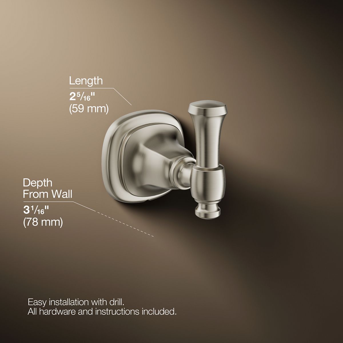3/4 view of product with dimensions