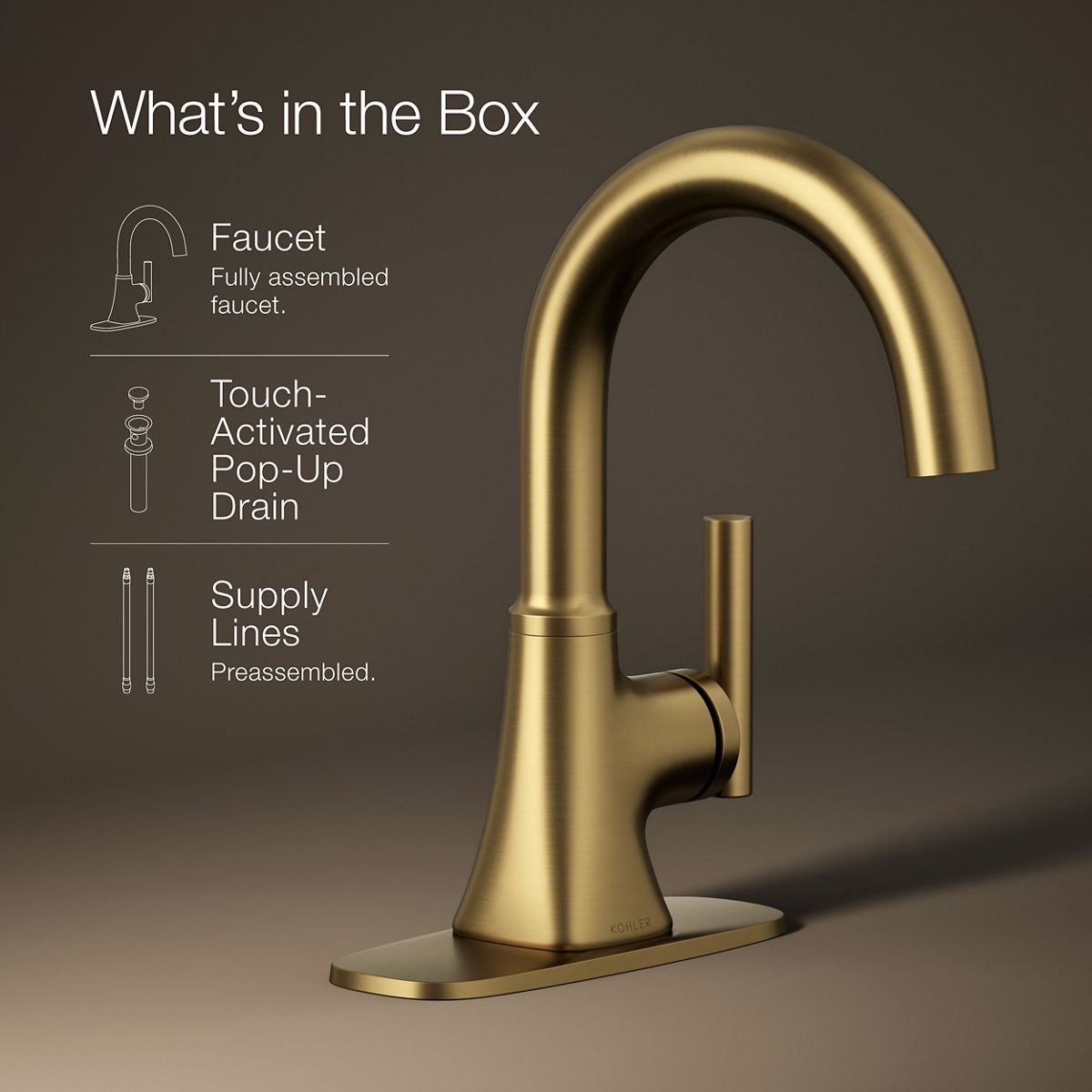Rill 1-Handle Bathroom Sink Faucet | K-REC27952-4D | KOHLER