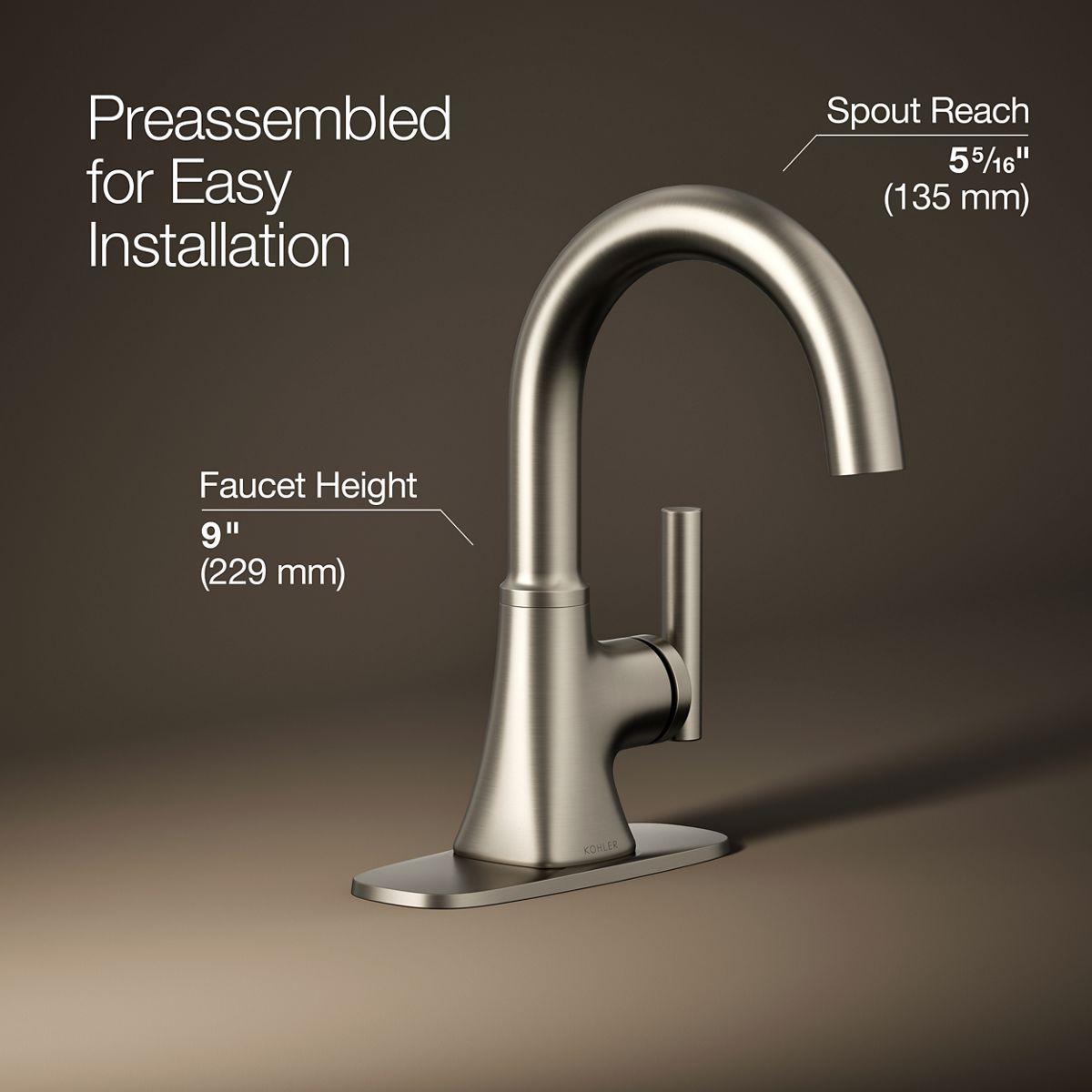 Rill 1-Handle Bathroom Sink Faucet | K-REC27952-4D | KOHLER