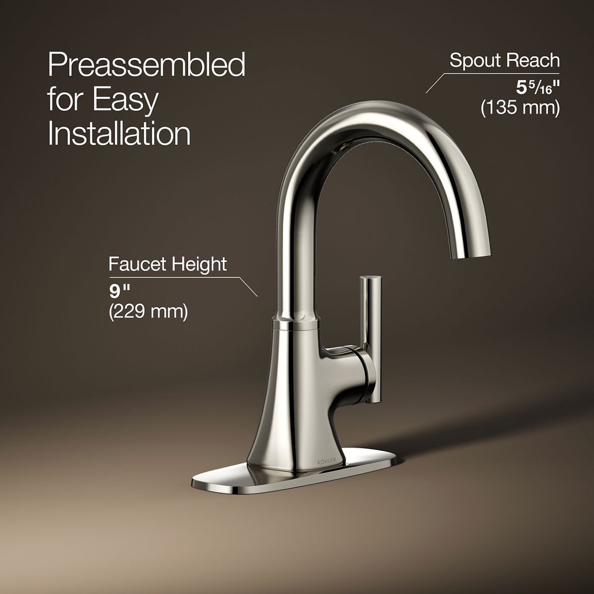 Rill 1-Handle Bathroom Sink Faucet | K-REC27952-4D | KOHLER