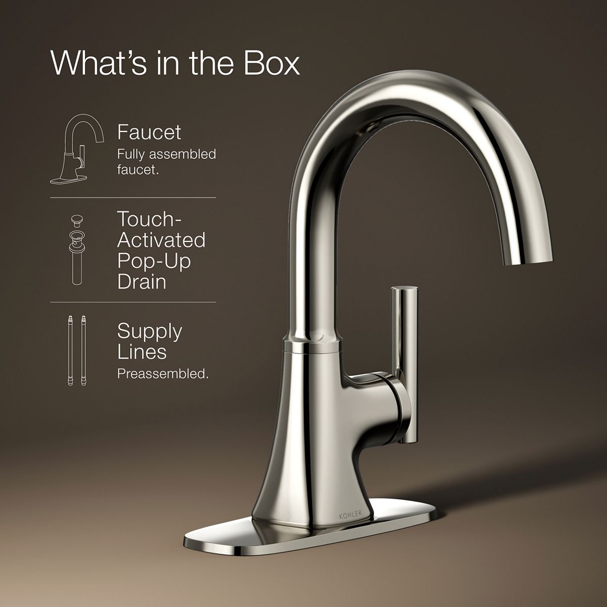 Rill 1-Handle Bathroom Sink Faucet | K-REC27952-4D | KOHLER