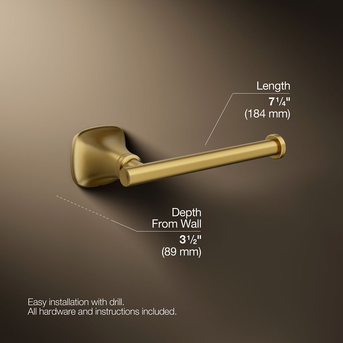 3/4 view of product with dimensions