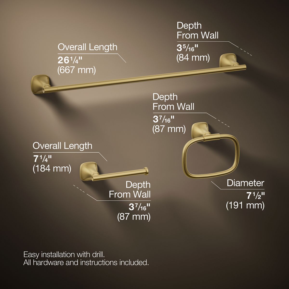 3/4 view of product with dimensions