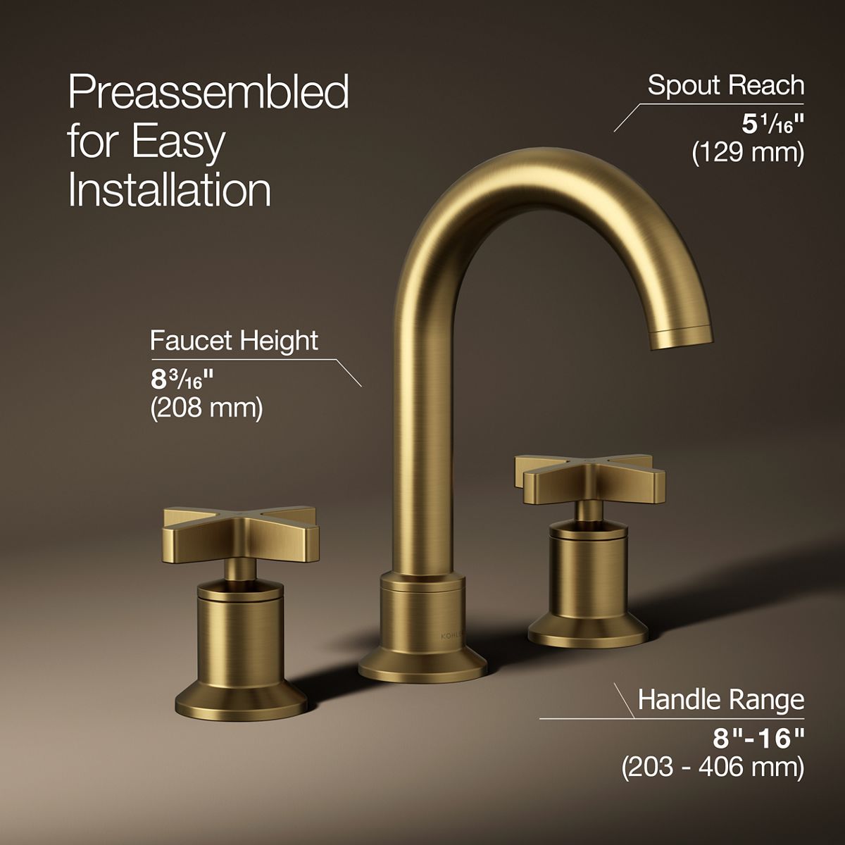 Premise Widespread Bathroom Sink Faucet | K-REC28733-3D | KOHLER