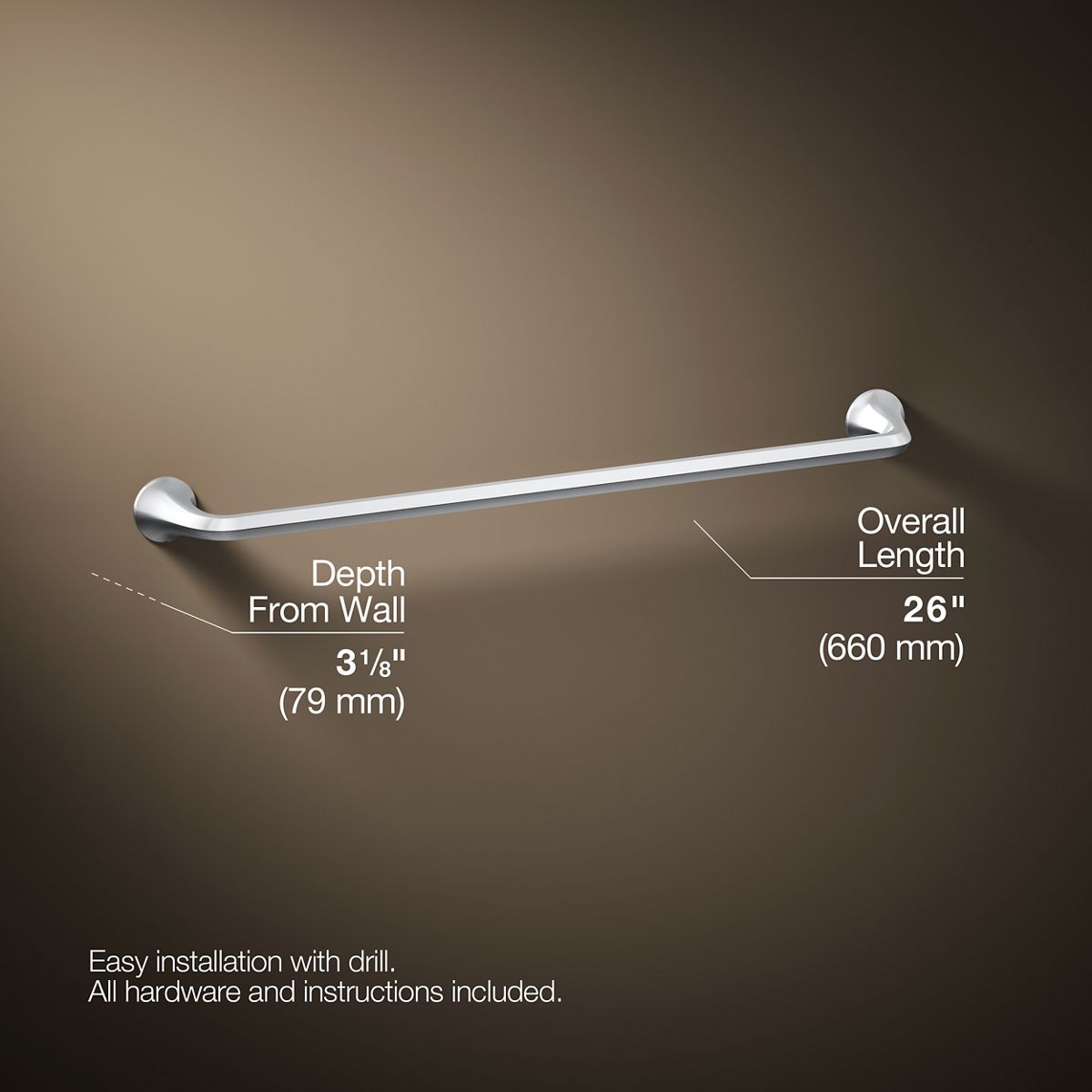 3/4 view of product with dimensions