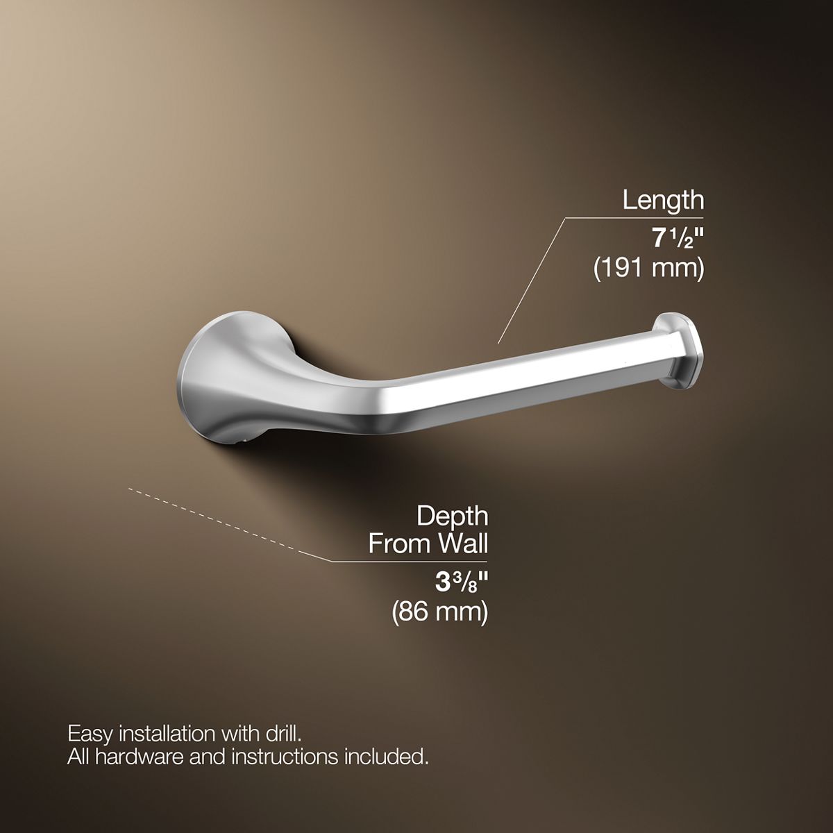 3/4 view of product with dimensions