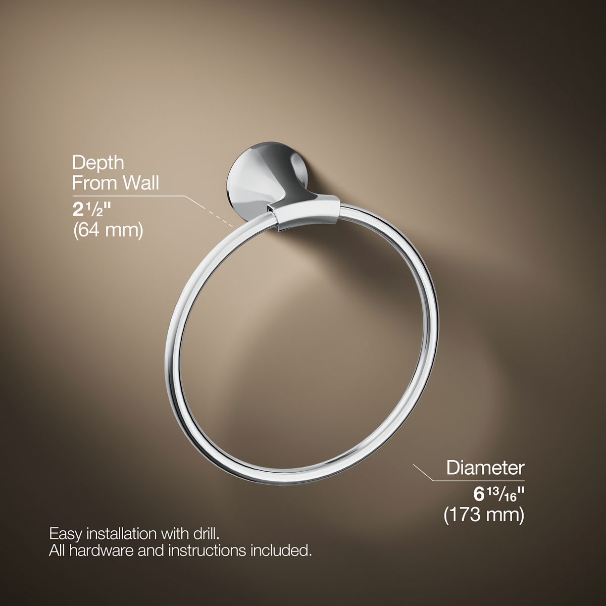 3/4 view of product with dimensions