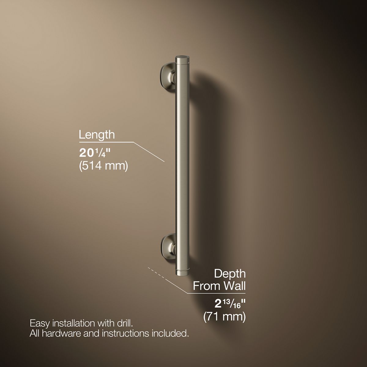 3/4 view of product with dimensions