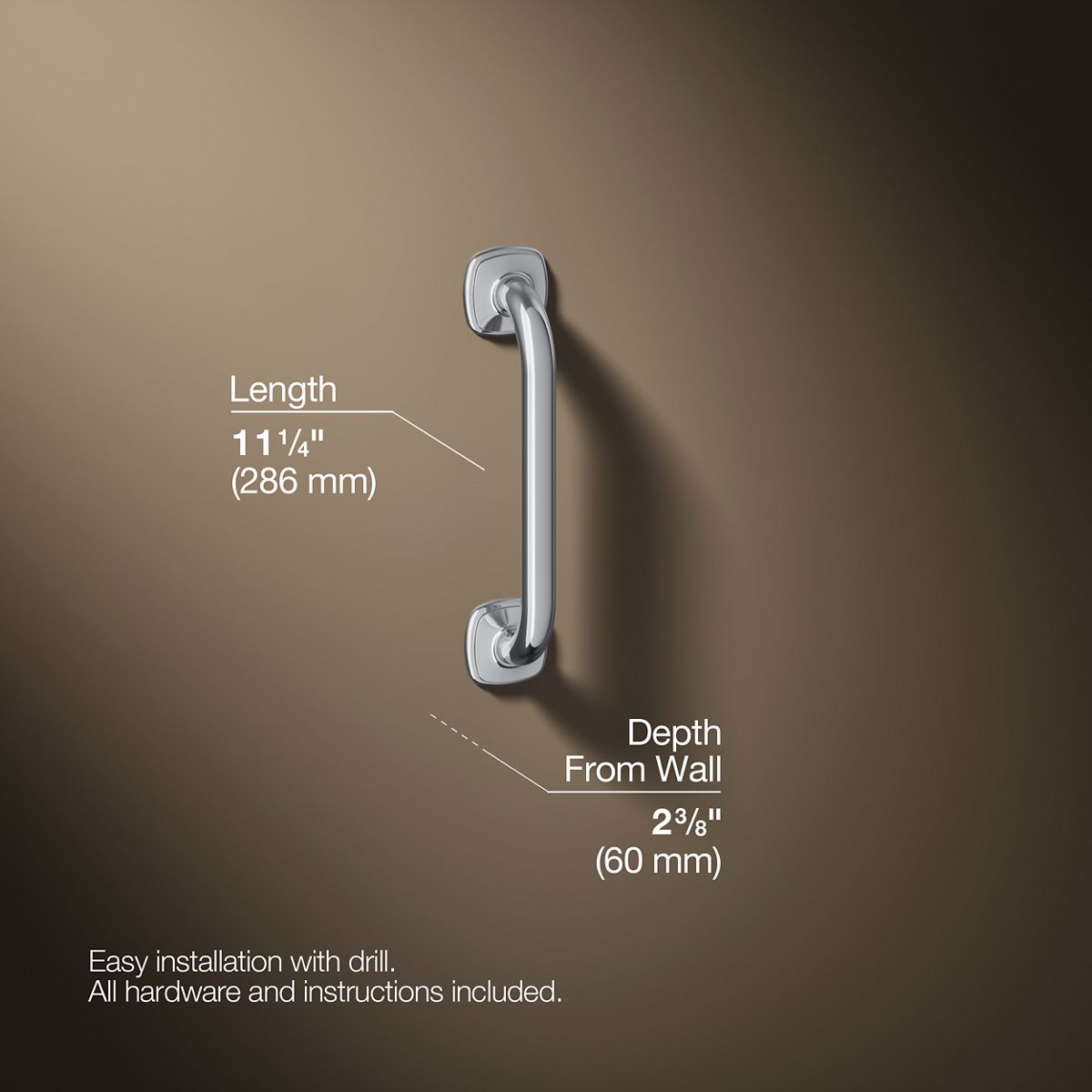 3/4 view of product with dimensions