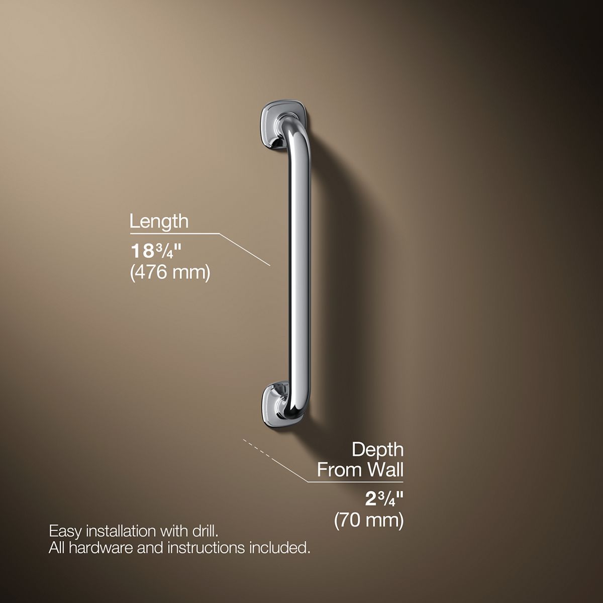 3/4 view of product with dimensions