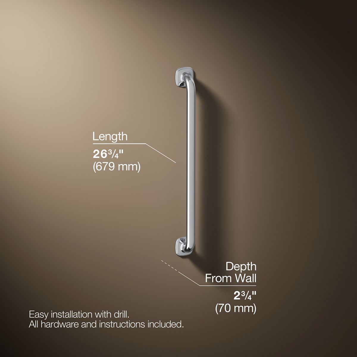 3/4 view of product with dimensions