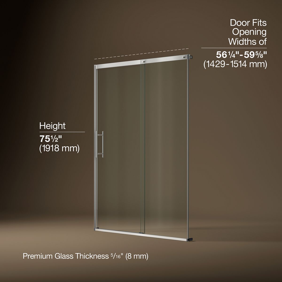 3/4 view of product with dimensions