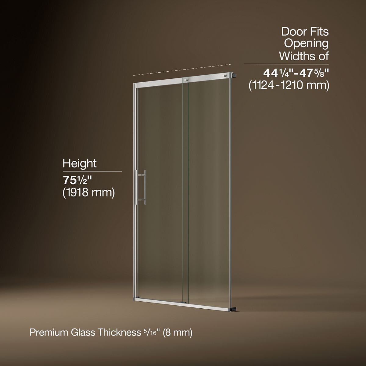 3/4 view of product with dimensions