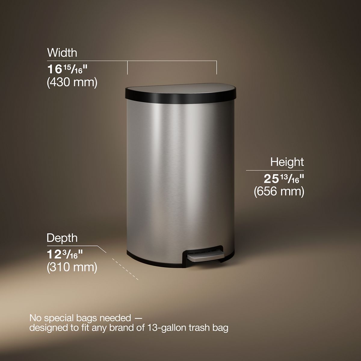 3/4 view of product with dimensions