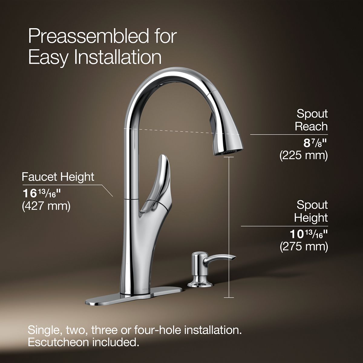 3/4 view of product with dimensions