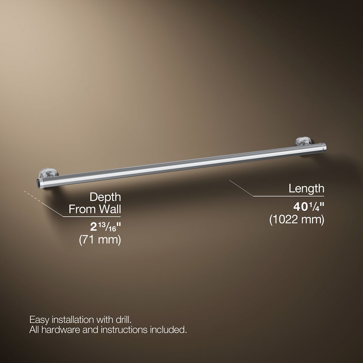 3/4 view of product with dimensions