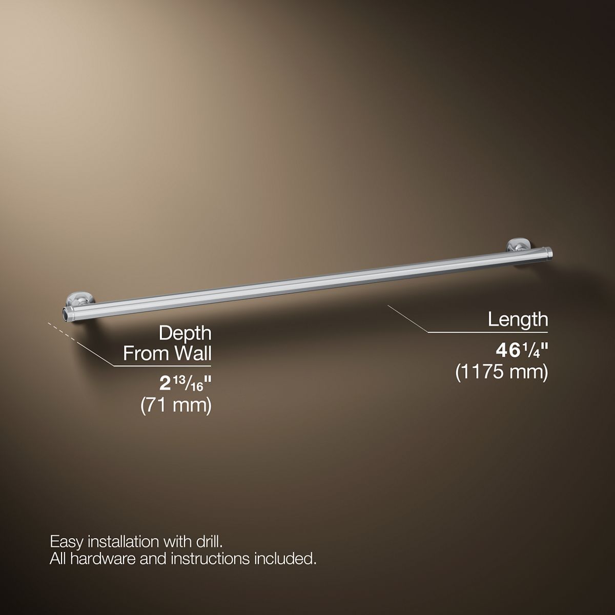 3/4 view of product with dimensions
