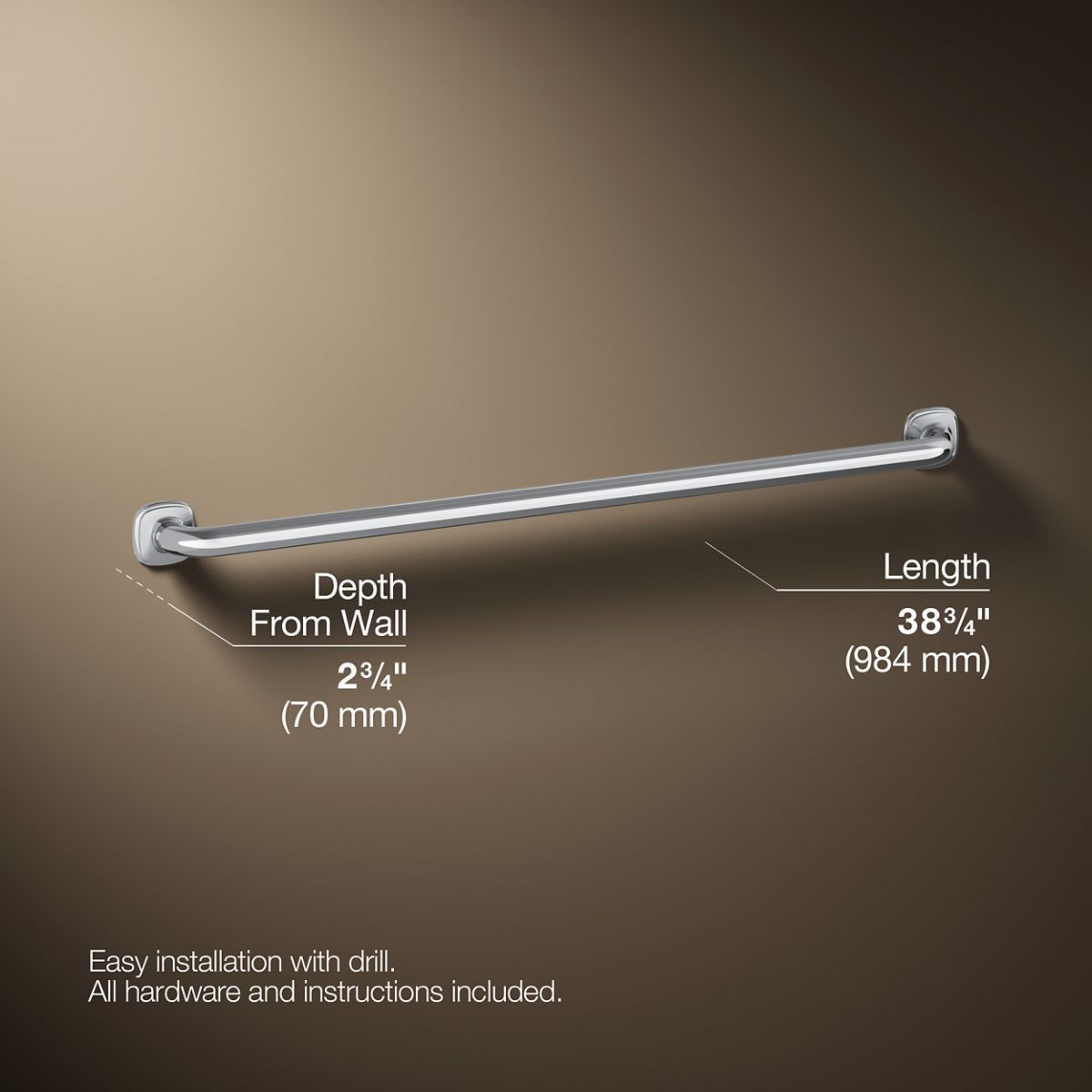 3/4 view of product with dimensions